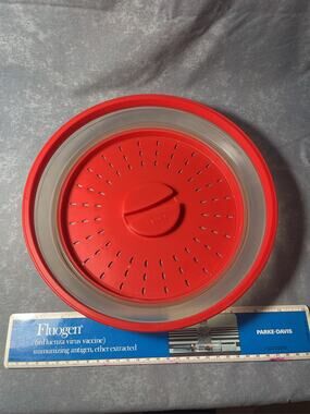 Tovolo Collapsible Microwave Food Cover Vented Splatter Guard Red Clear